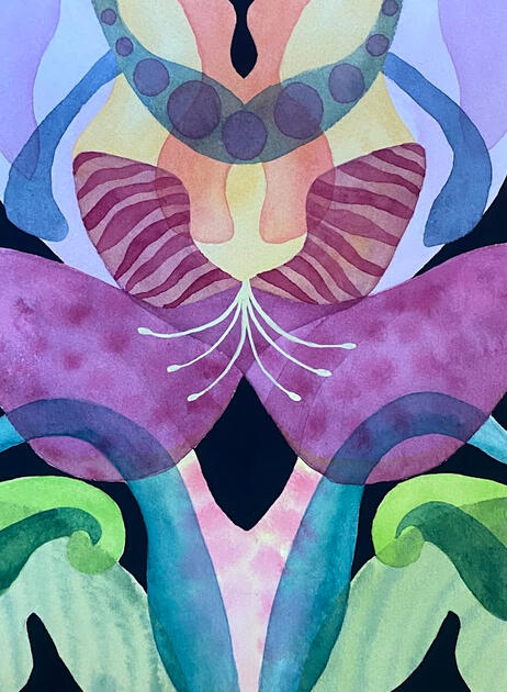 Fragrant, 6"x8" Mounted watercolor on panel