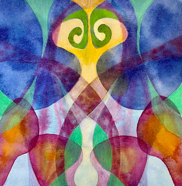 Swirl, 8"x8" Mounted watercolor on panel