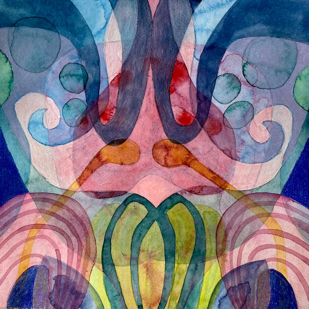 Gentle, 8"x8" Mounted watercolor on panel