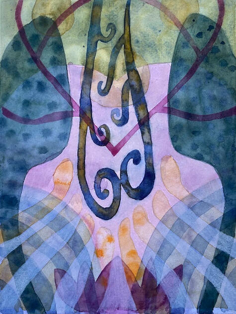 Begin, 6"x8" Mounted watercolor on panel